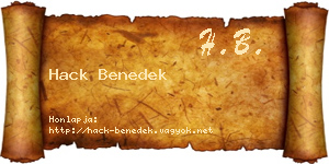 Hack Benedek névjegykártya